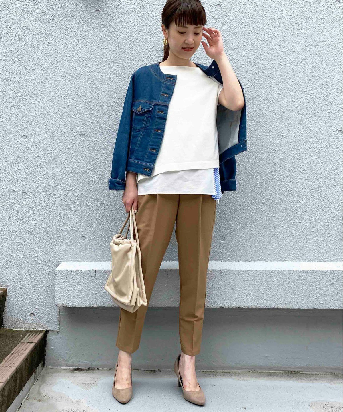 model：H164　着用サイズ：M　オフホワイト