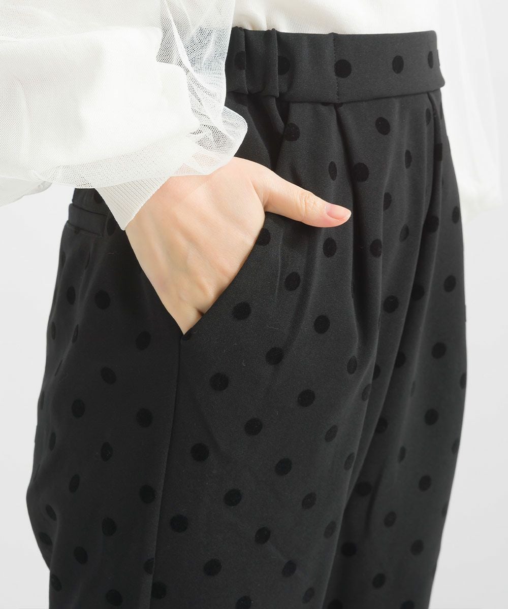 セットアップ可能】フロッキードットストレッチパンツ | PICCIN