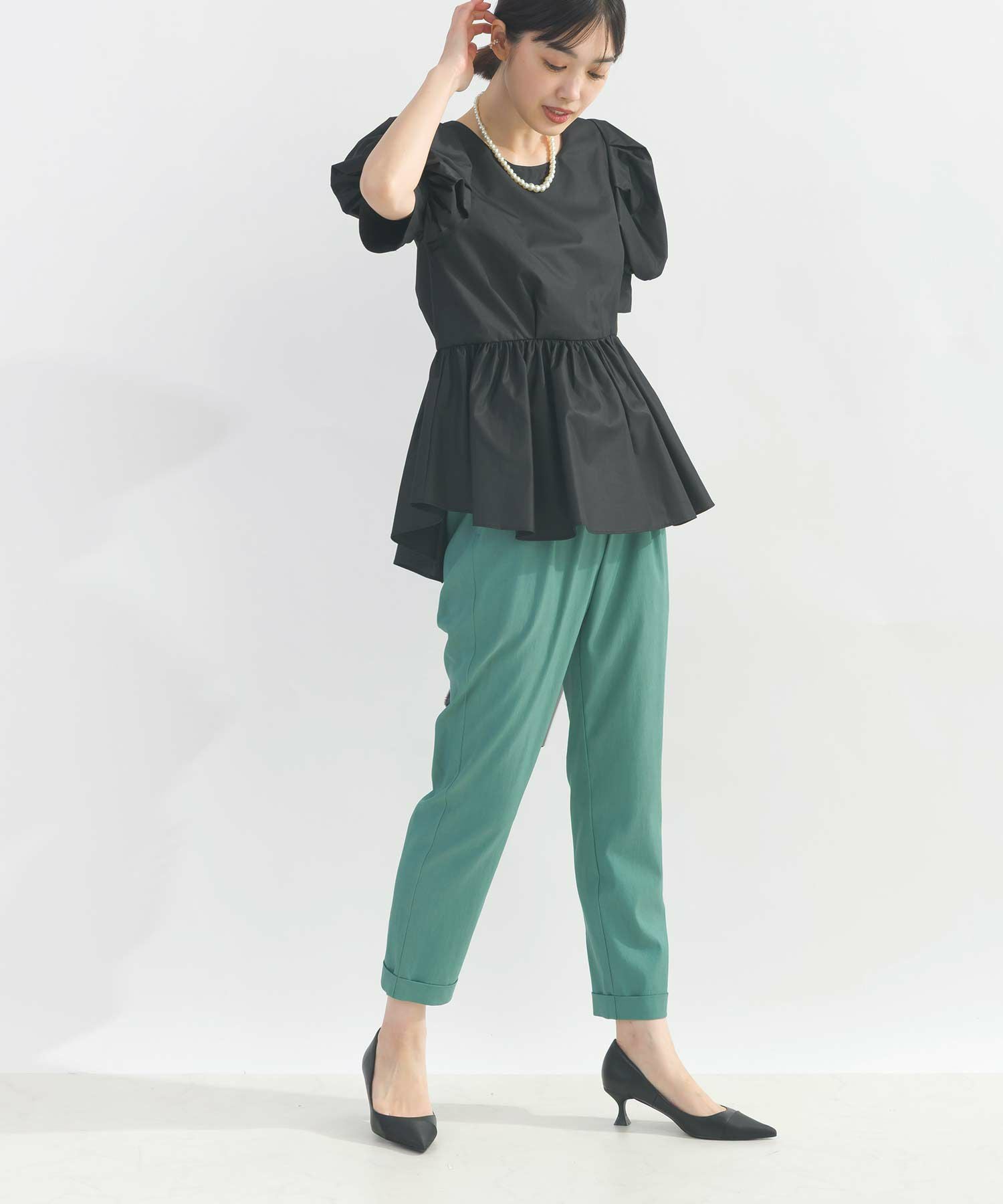 定番】【日本製】 ストレッチ ウエストギャザーパンツ | PICCIN