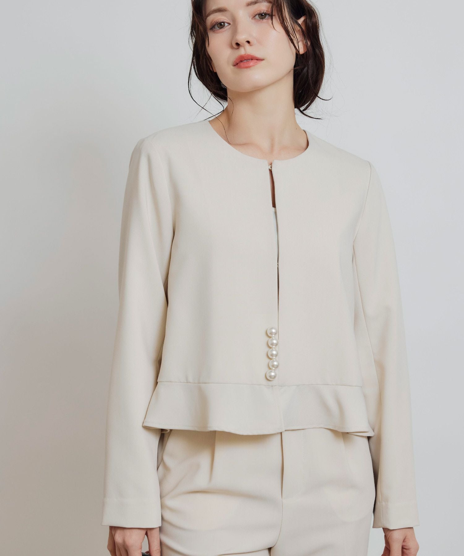 セットアップ可能】ペプラムパールジャケット | PICCIN (ピッチン
