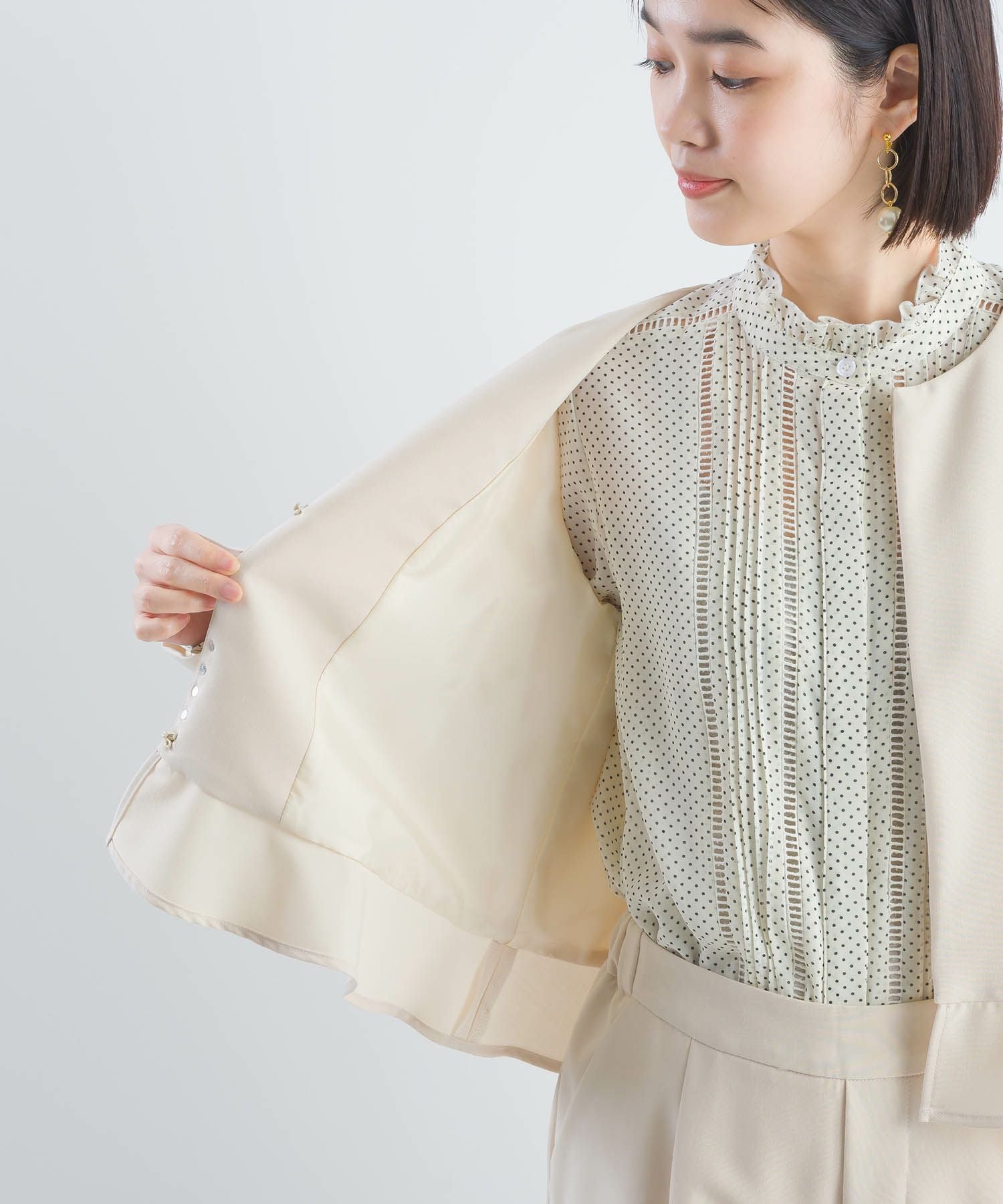 セットアップ可能】ペプラムパールジャケット | PICCIN (ピッチン