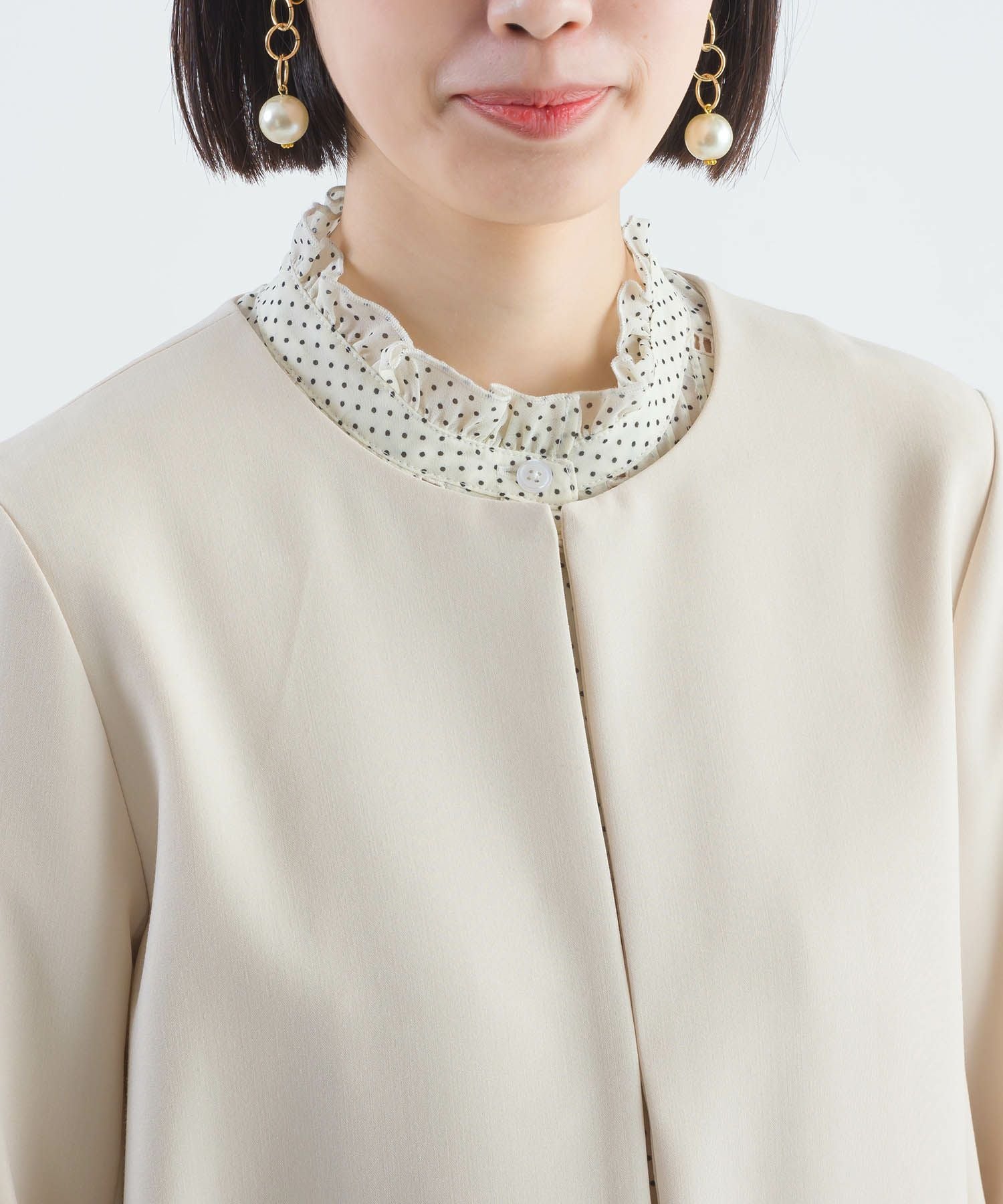 セットアップ可能】ペプラムパールジャケット | PICCIN (ピッチン