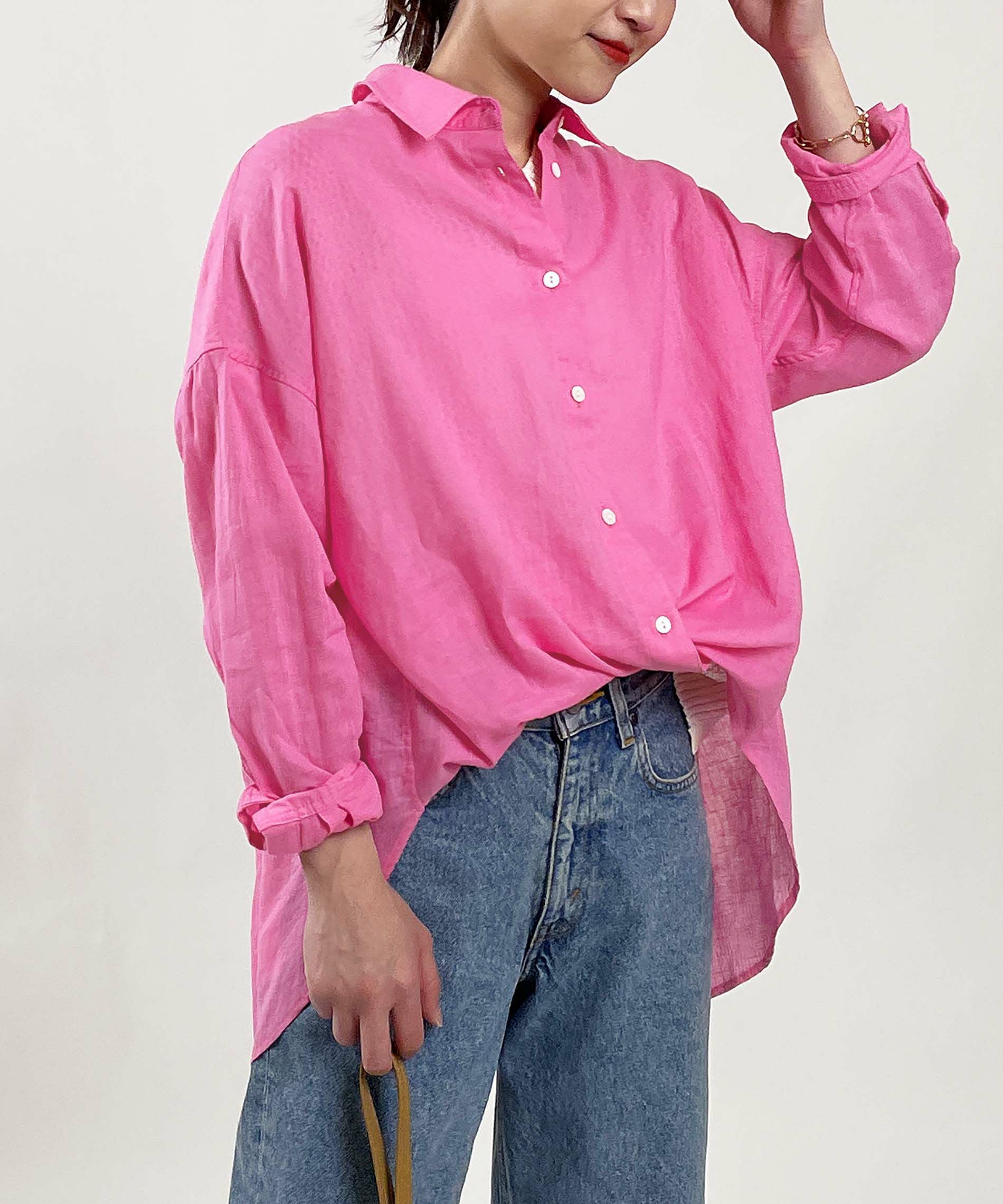 ★ノーブル★リネンオーバーサイズシャツ カシュクールシャツ ピンク カシュクールリネンビッグシャツ | PICCIN (ピッチン) 公式通販