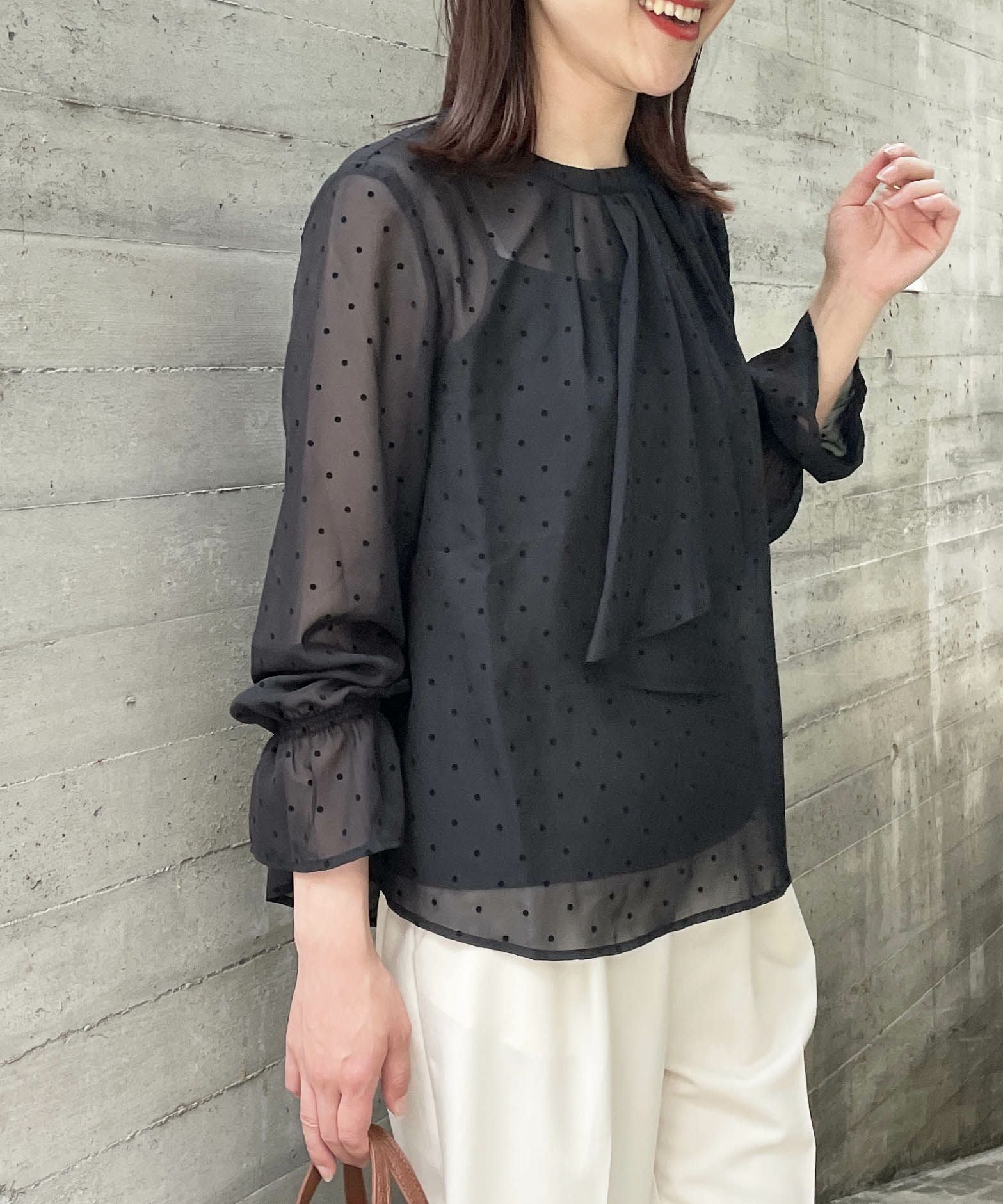 フロッキードットシアーボウタイブラウス | PICCIN (ピッチン) 公式通販