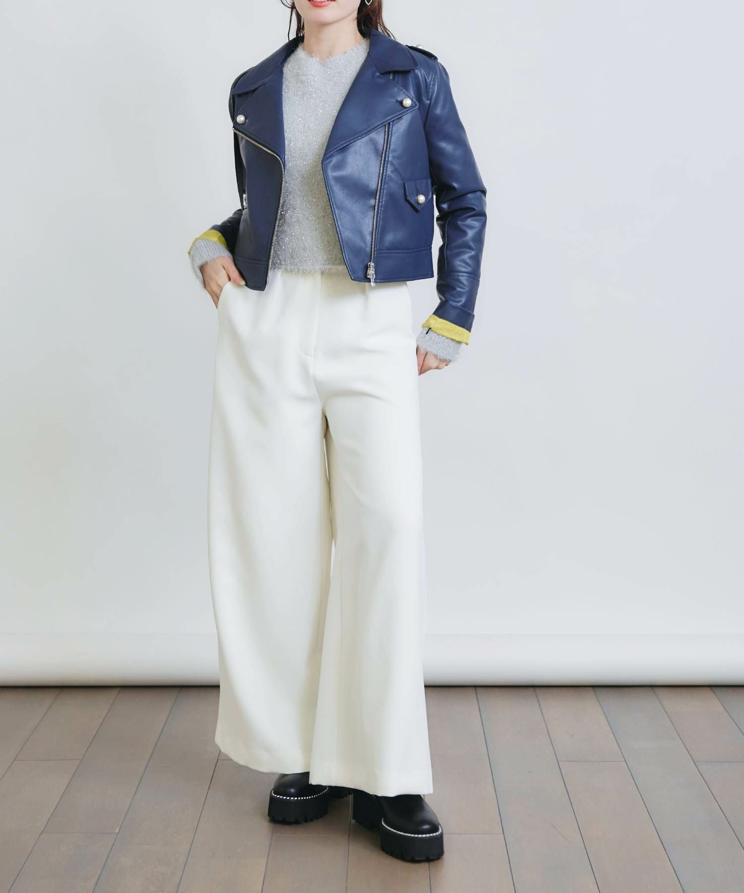 【美品】KAPITAL キャピタル　スタジャン(キナリ)レザー　ライダース ファーの取り外し可能◇ヴィンテージ50s復刻 Dポケ イタリア産茶芯