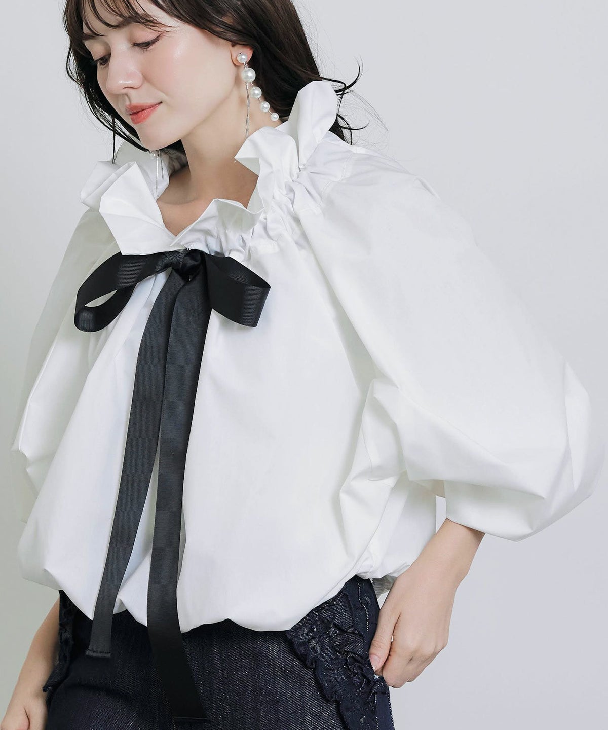 model：H155　着用サイズ：M　ホワイト系その他