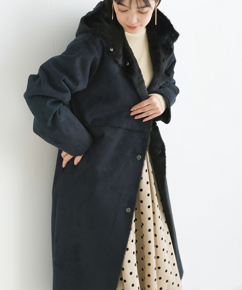 フェイクムートン スエード フード付きロングコート | PICCIN