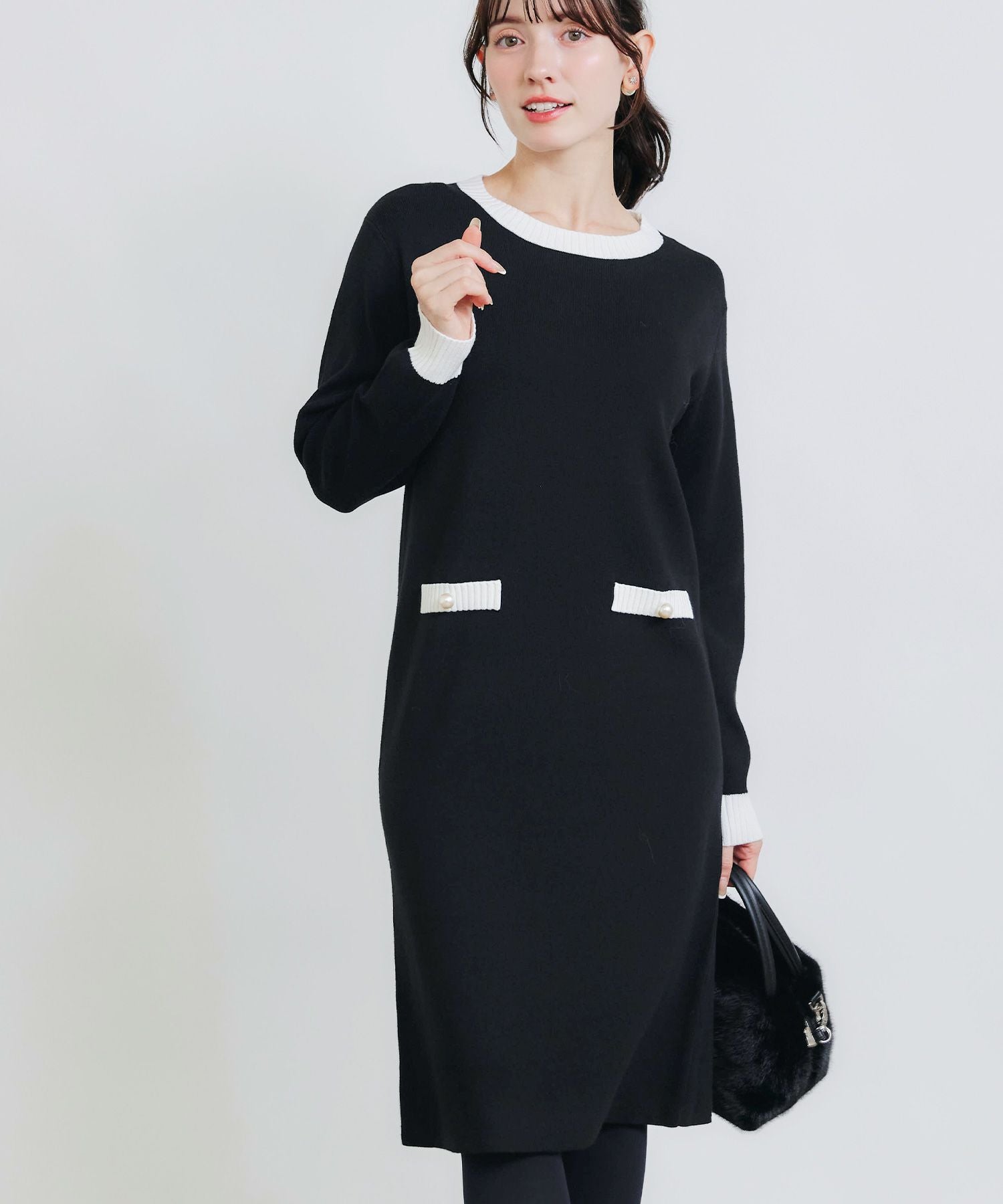 パール付き配色ニットワンピース | PICCIN (ピッチン) 公式通販