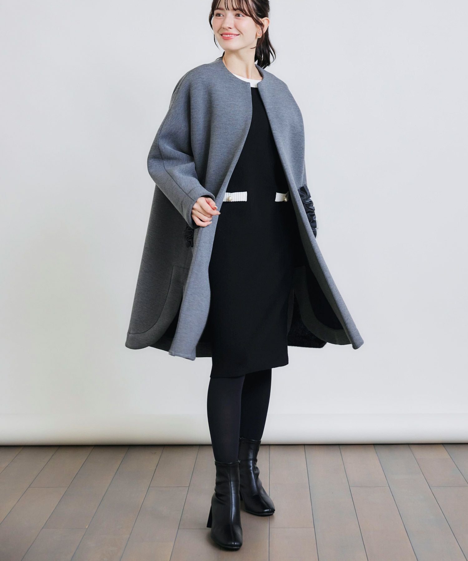【美品】Rene ルネ ダブル パール ピークス ニット ワンピース コート パール付き配色ニットワンピース | PICCIN (ピッチン) 公式通販