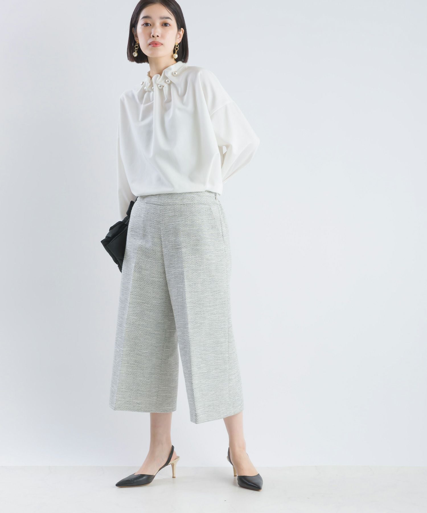 新品未使用　定価 28350円　Leilian　日本製　ツイードパンツ　15号 セットアップ対応】綾織りツイードワイドパンツ | PICCIN (ピッチン
