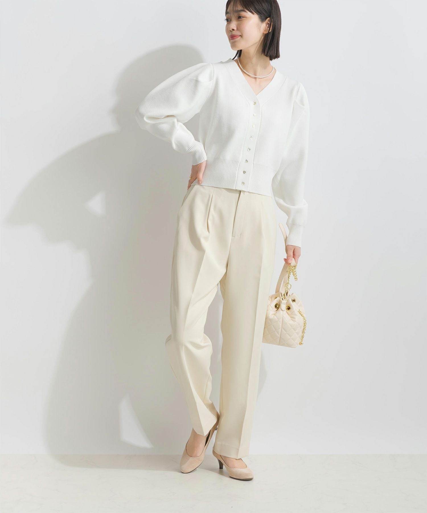 【アイボリー】【LOURMARIN】タックスリーブカーディガン MELROSE CLAIRE｜【LOURMARIN】タックスリーブカーディガン | Rakuten
