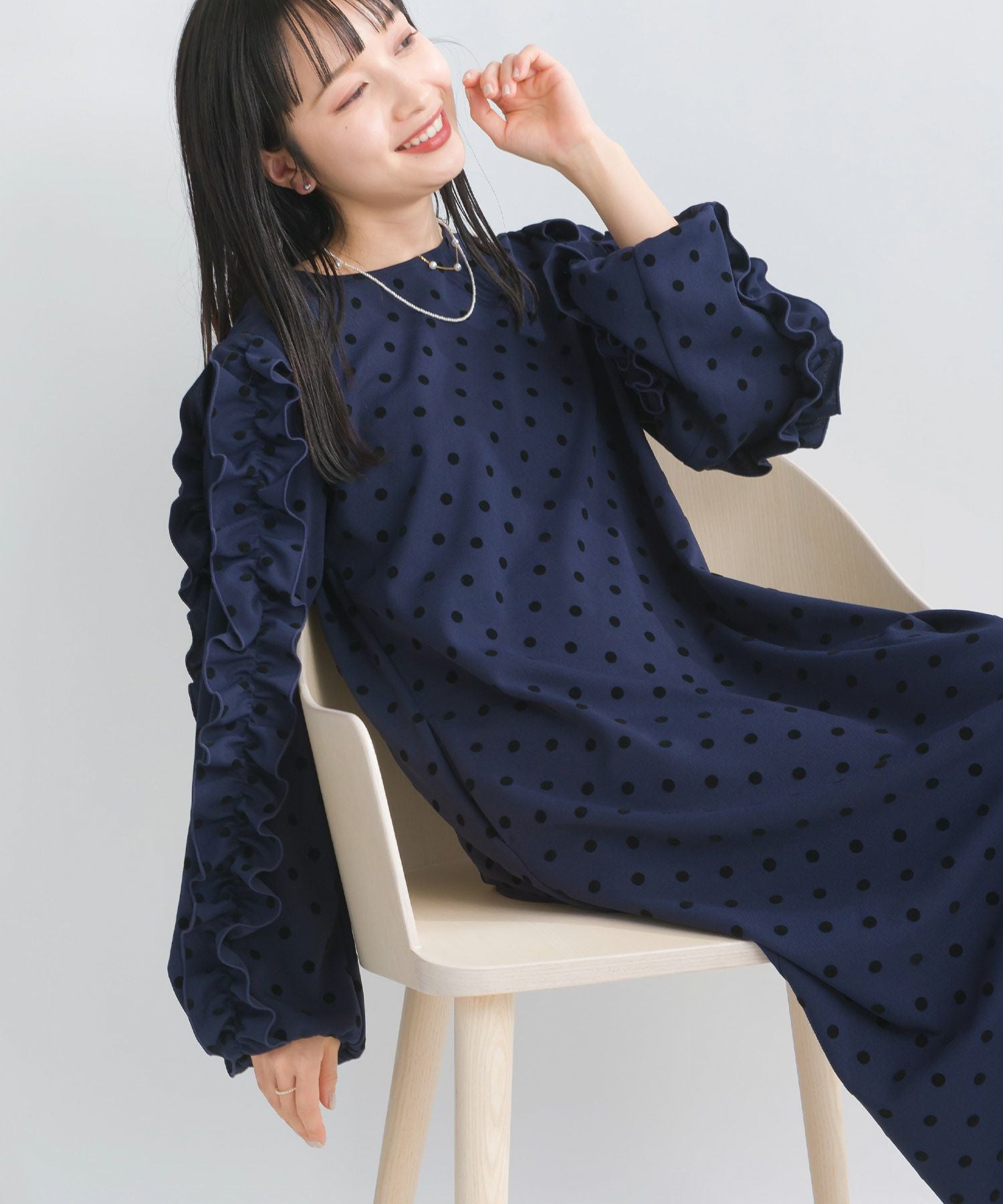 Maison de minette ドットフロッキーフリルワンピース LOULOU WILLOUGHBY】フロッキードットレースワンピース|allureville