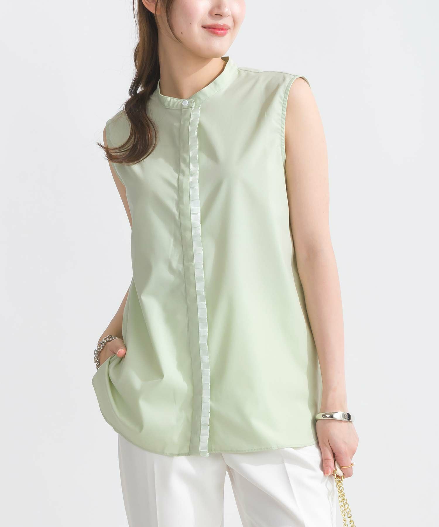 PLEATS PLEASE ノースリーブブラウス グリーン PLEATS PLEASE ISSEY MIYAKE - 極美品 プリーツプリーズ イッセイ