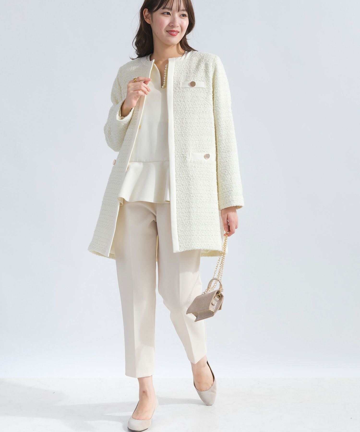 TOCCA ツイード ロングコート サイズ4 L〜XL相当　襟付き　ブローチ付き TOCCA OUTER COLLECTION – TOCCA OFFICIAL SITE