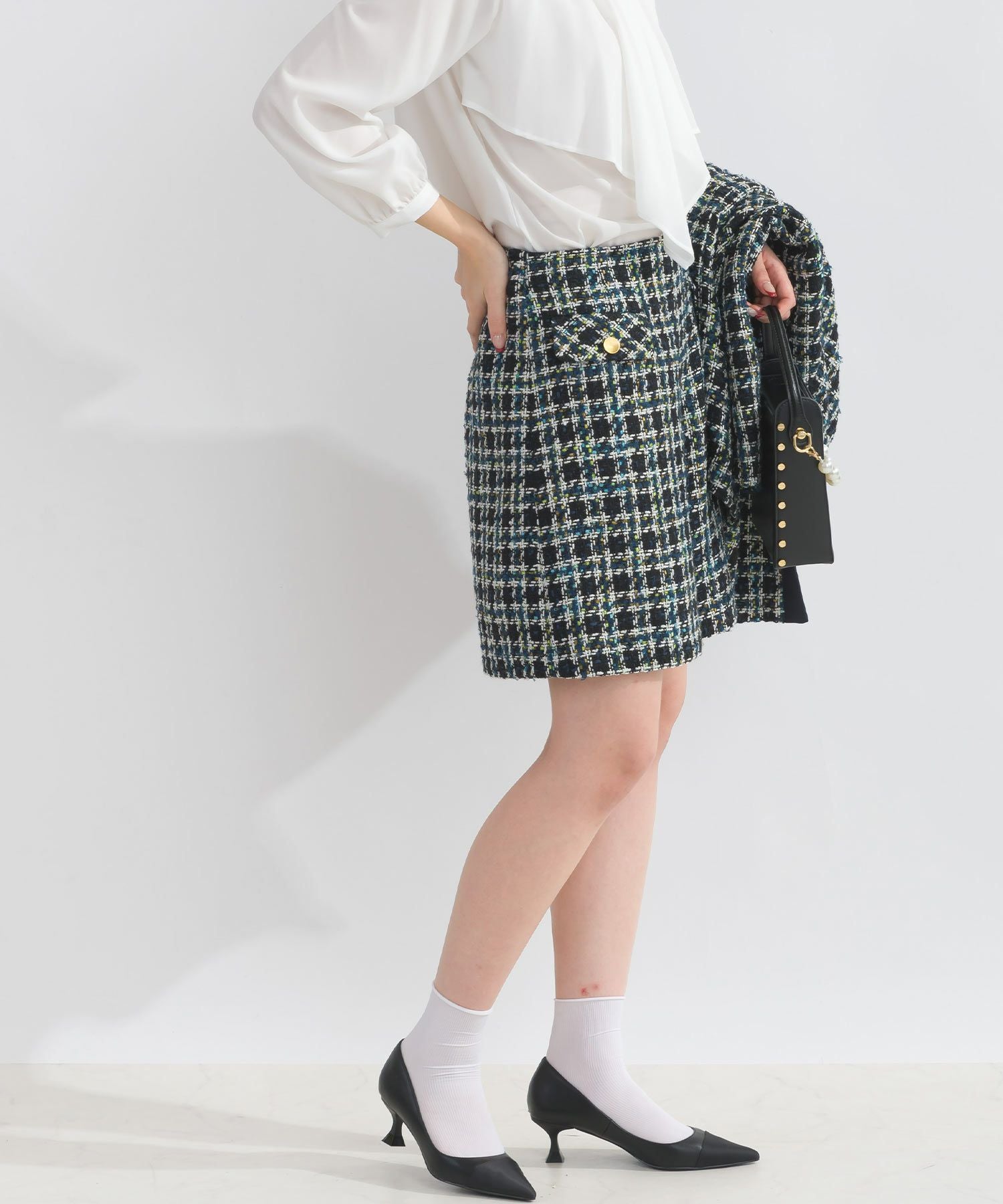 セットアップ可能】チェックツイードキュロットパンツ | PICCIN