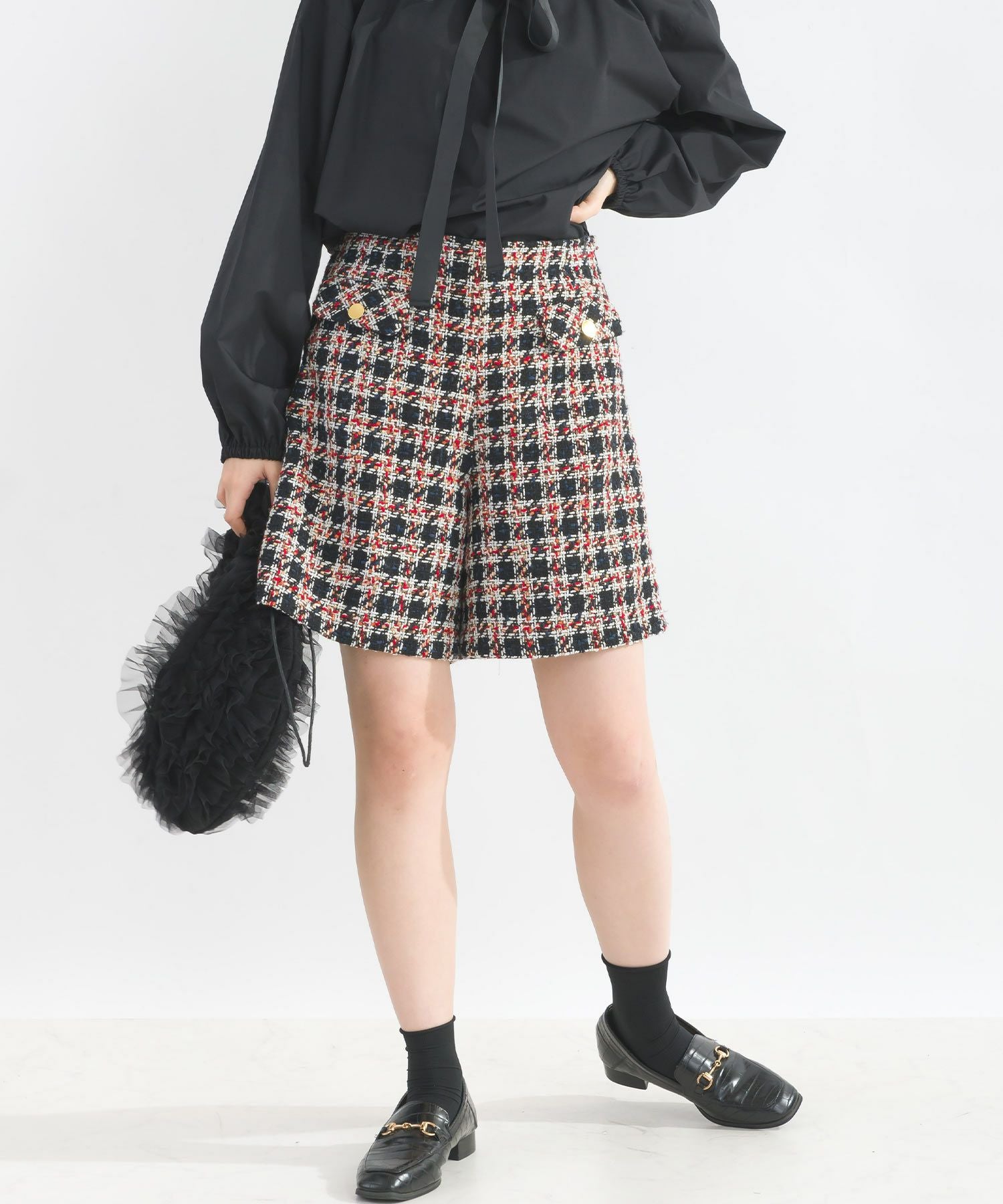 セットアップ可能】チェックツイードキュロットパンツ | PICCIN
