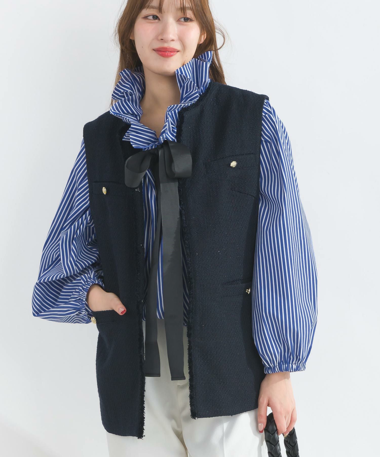 タグ付き　完売品 PICCIN パールボタンツイードジレ パールボタンツイードジレ | PICCIN (ピッチン) 公式通販
