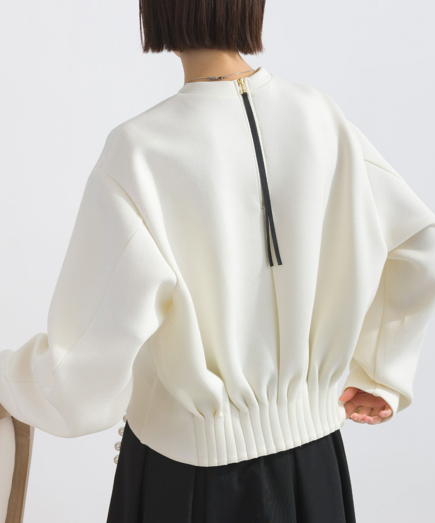 カットソー(長袖+七分) RHC Back Open pullover ivory Reurie'（レウリィ） tシャツ バックオープンロンT / リブトップス