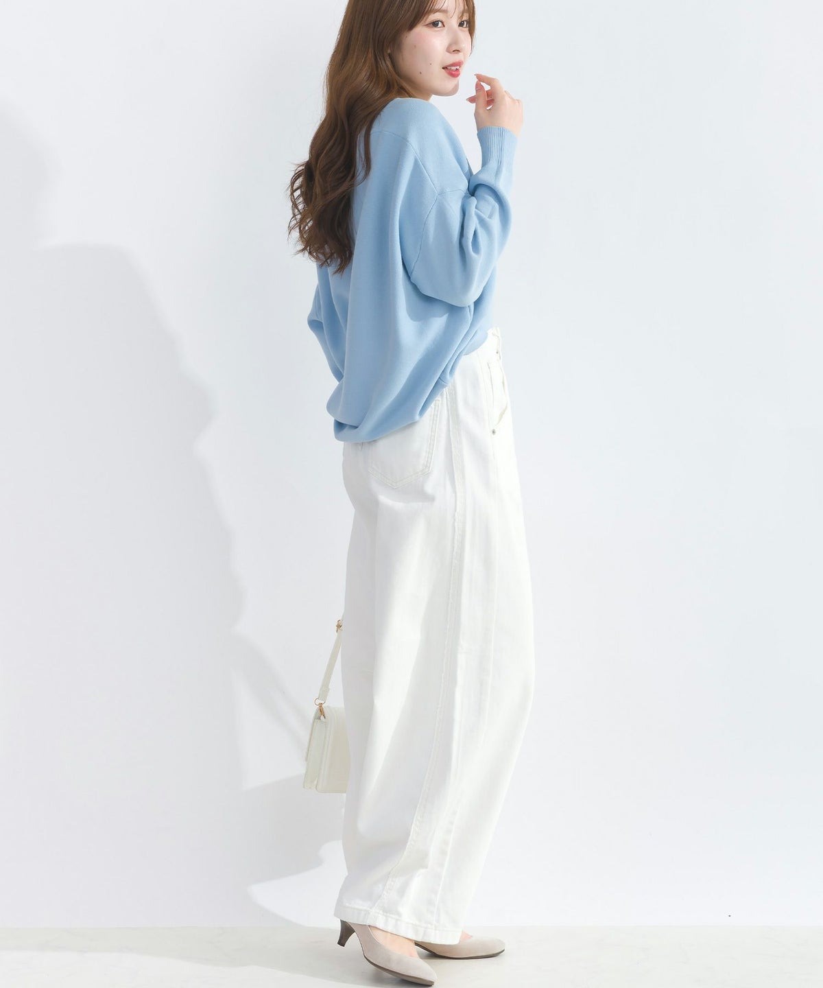 model：H165　着用サイズ：M　サックスブルー