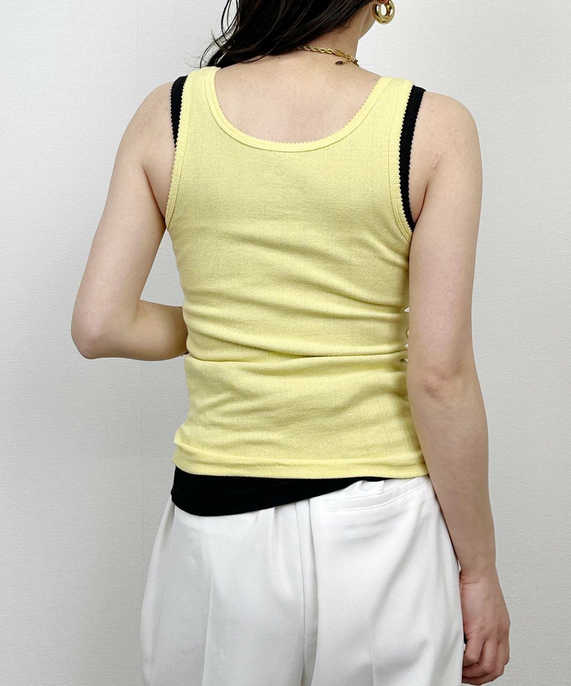 model：H164　着用サイズ：M　アイレットタンクトップ①下 ②上