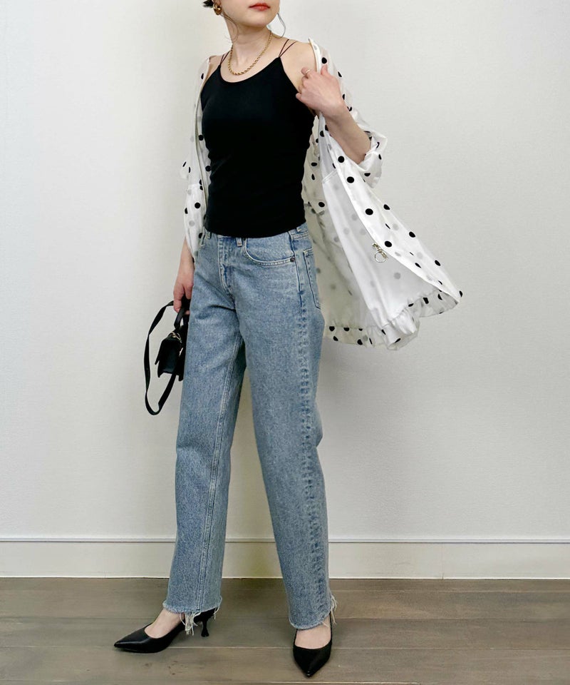 model：H164　着用サイズ：M　カップ付き丸編みキャミソール