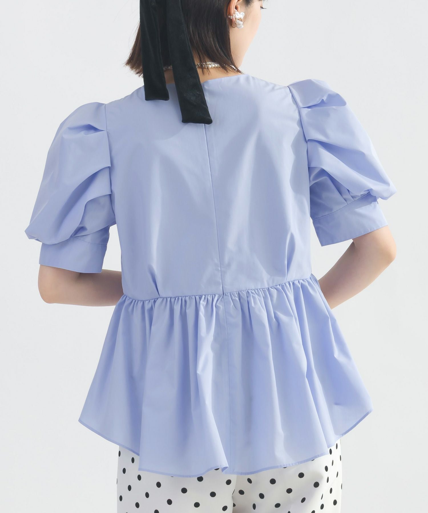 美品 Drawer パフスリーブブラウス ライトブルー フリー エアーパフスリーブブラウス | PICCIN (ピッチン) 公式通販