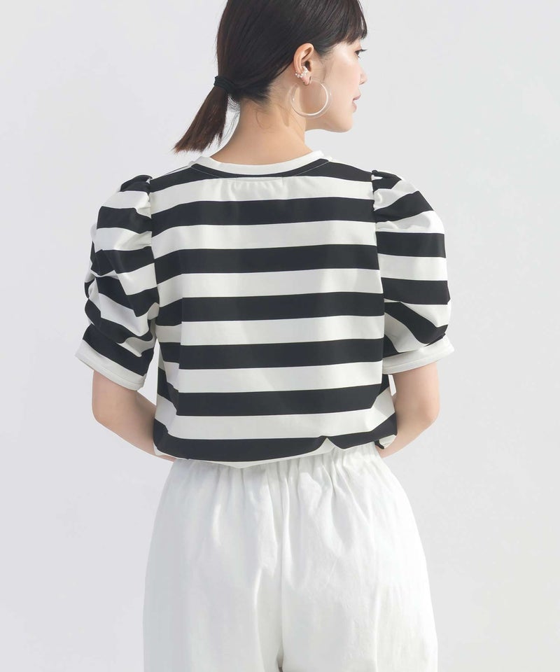 model：H162　着用サイズ：M　ホワイト系その他（ボーダー）