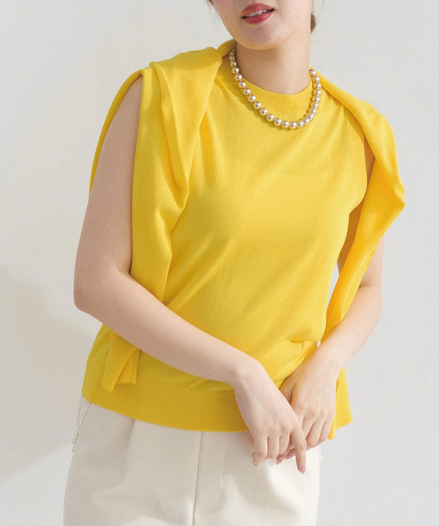 別売りアンサンブル可能】接触冷感シアーノースリーブニット | PICCIN