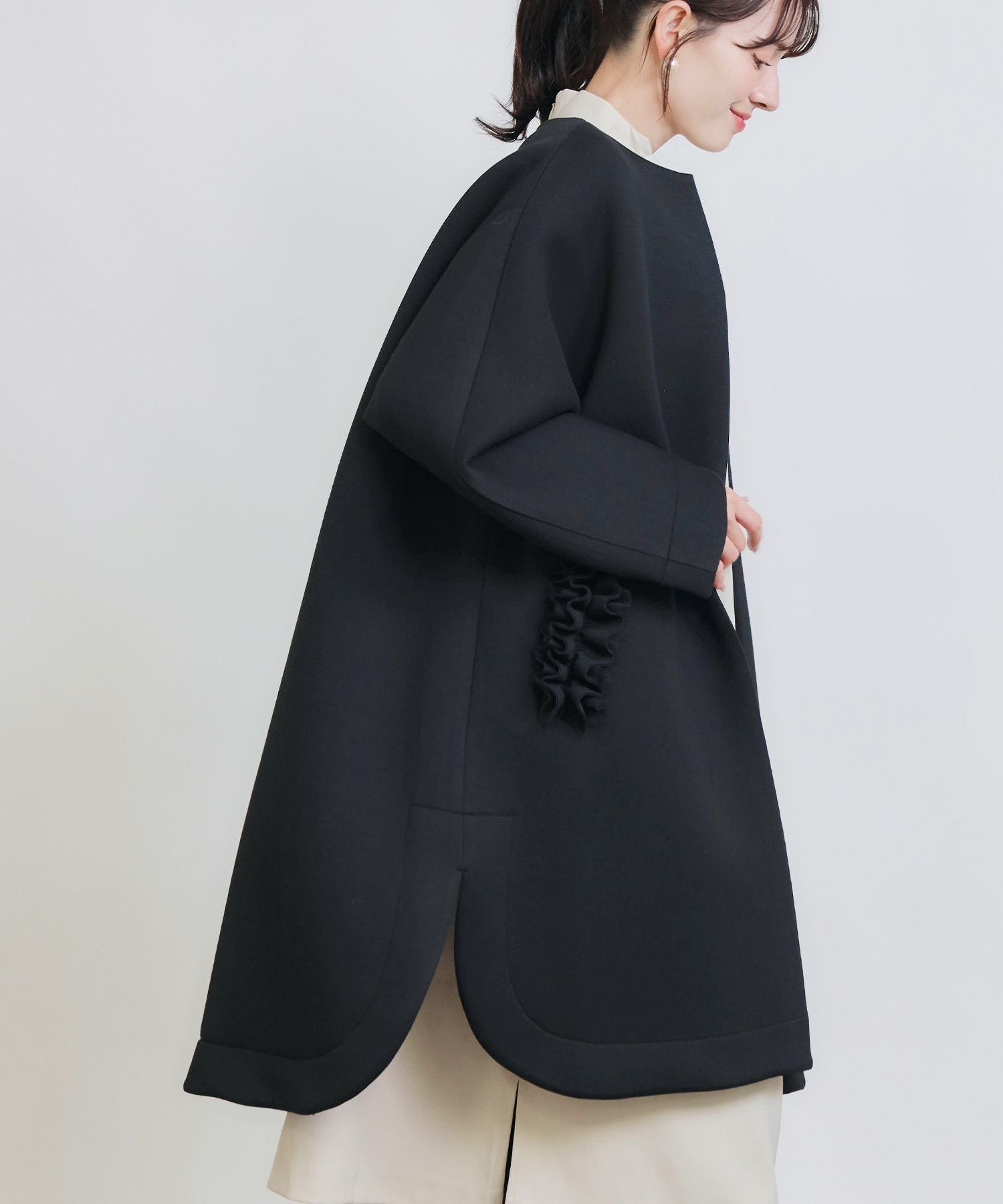yori サイドフリルコート　36 レースフリルビジュープリンセスリボンコート – レディース