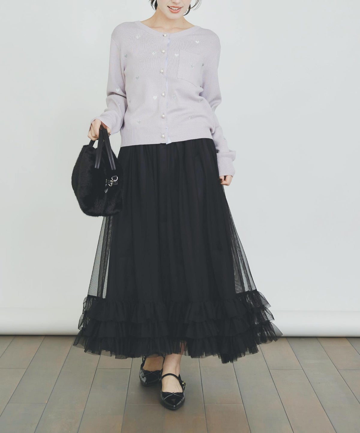 model：H155　着用サイズ：M　ラベンダー