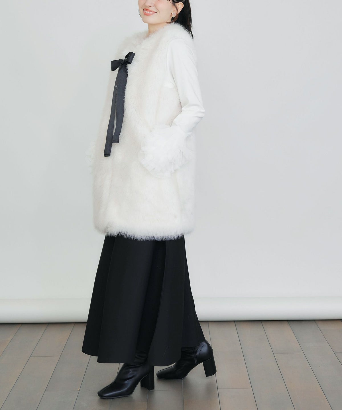 model：H155　着用サイズ：M　オフホワイト