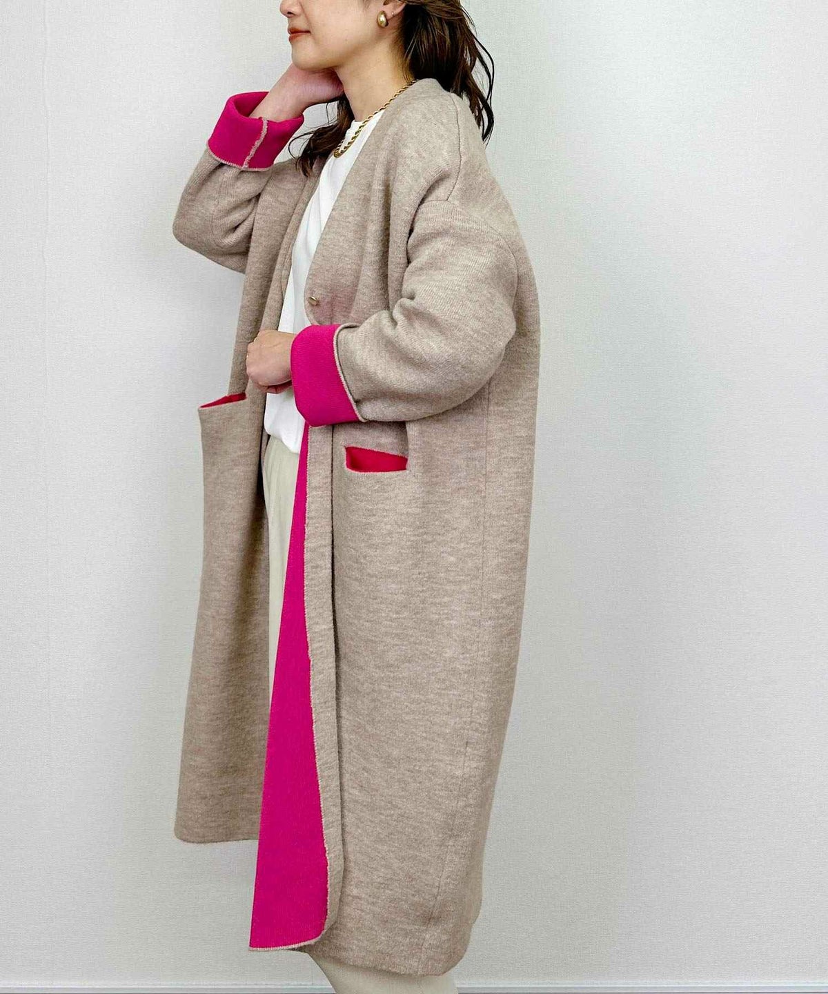 model：H164　着用サイズ：M　ベージュ