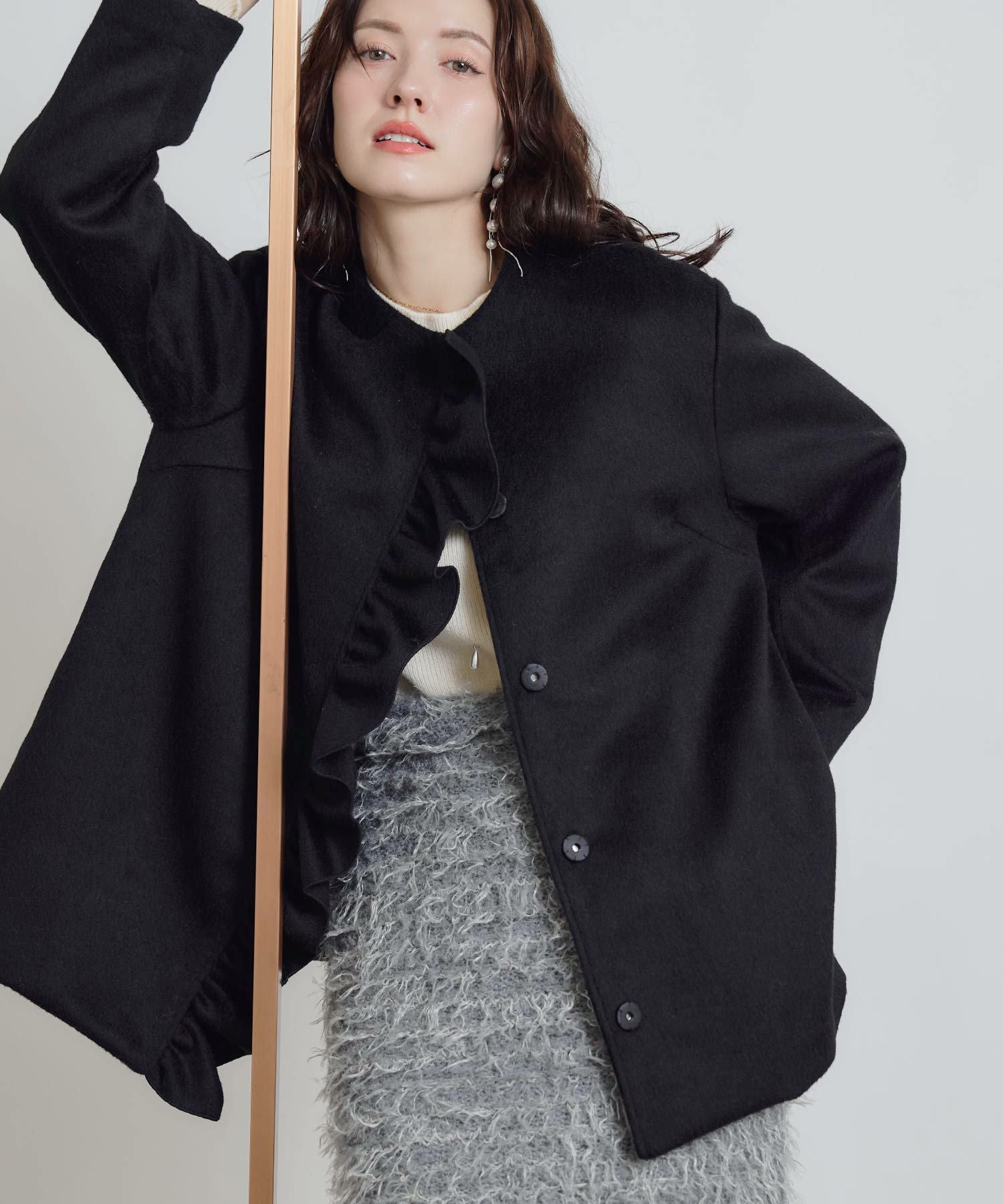 ⭐︎美品⭐︎シャネル カシミヤ フリルジャケット 黒 36 手洗い可能》麻フリルティアードジャケット/le.coeur blanc(ルクール