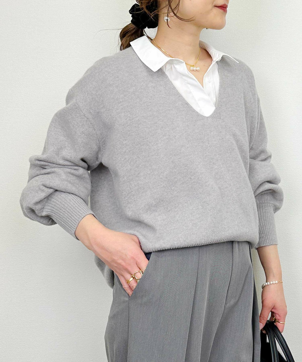 model：H164　着用サイズ：M　グレー