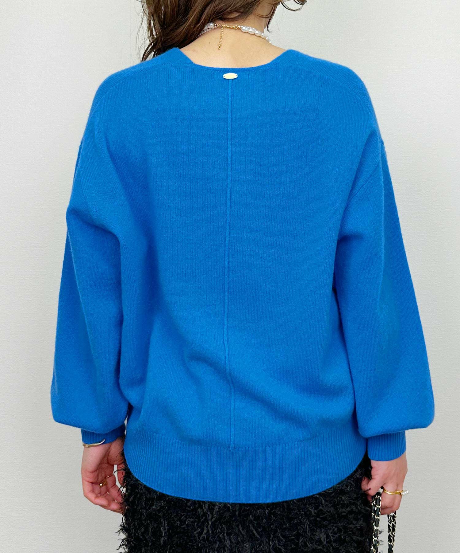 青 Vネック 長袖ニット DRESSLAVE（ドレスレイブ） ニット セーター fox cashmere vneck