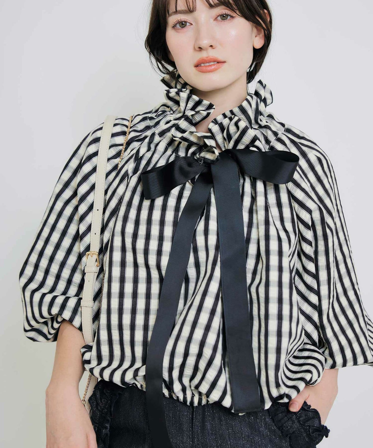 model：H155　着用サイズ：M　アイボリー