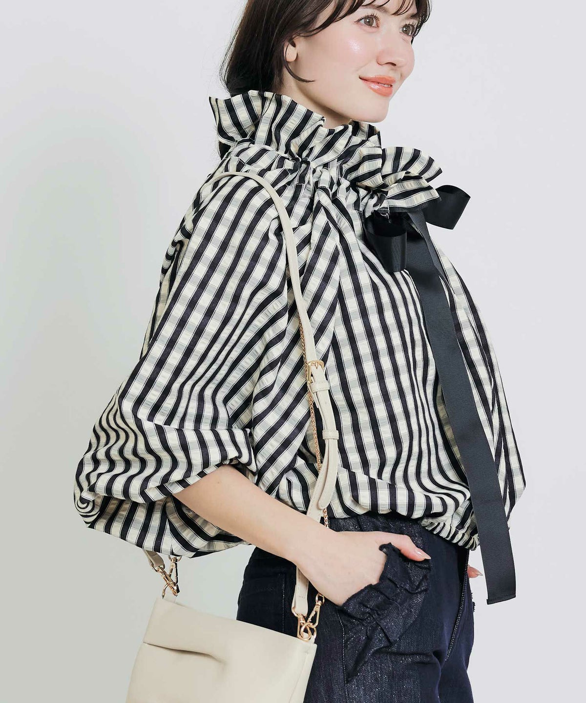 model：H155　着用サイズ：M　アイボリー