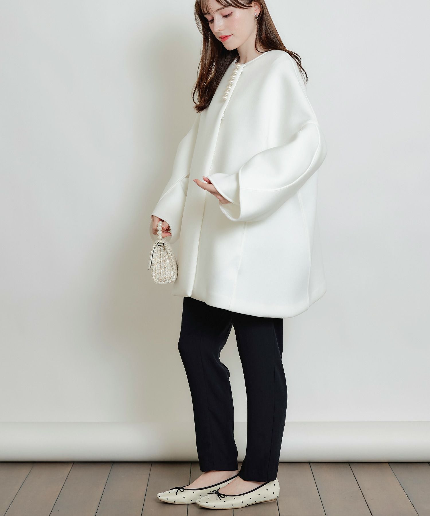 ピーコート　ボールジィ　オフホワイト　M 新品 SHIPS any: PURE WOOL MELTON シングル Pコート 25AW◇（ピーコート
