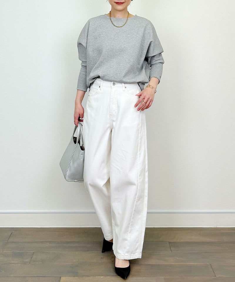 model：H164　着用サイズ：M　オフホワイト