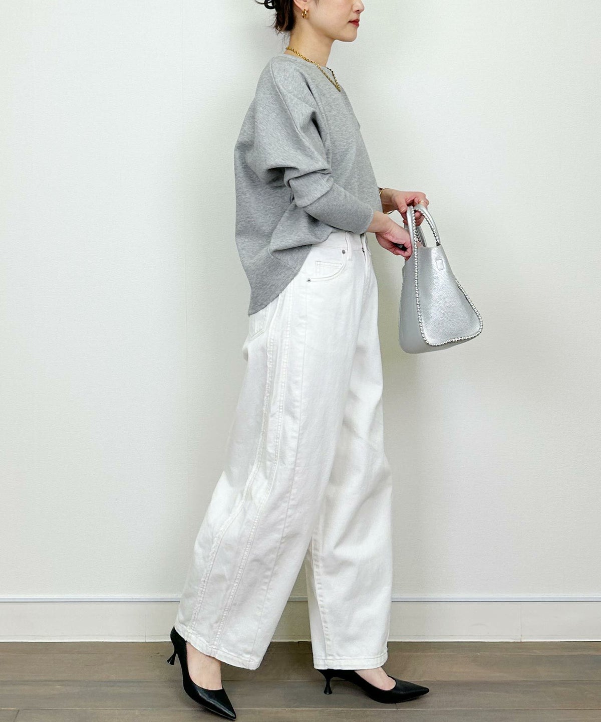 model：H164　着用サイズ：M　ライトグレー