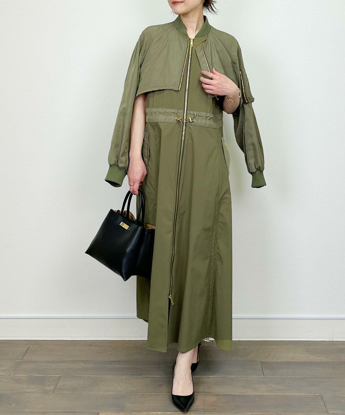 model：H164　着用サイズ：M　カーキ