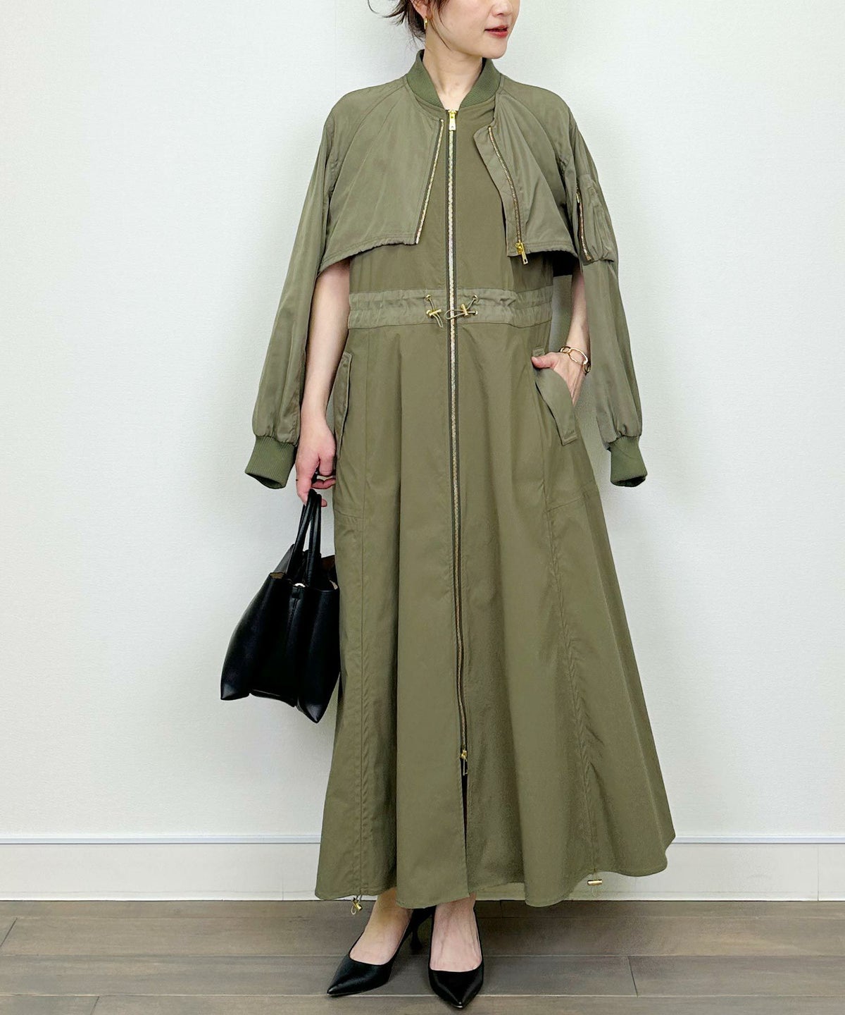 model：H164　着用サイズ：M　カーキ