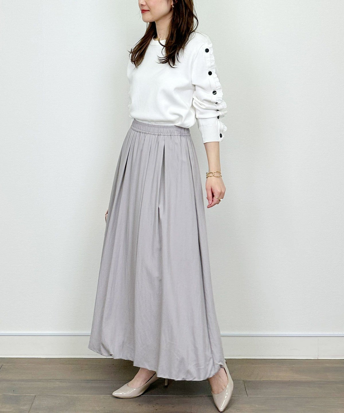 model：H164　着用サイズ：M　ライトグレー