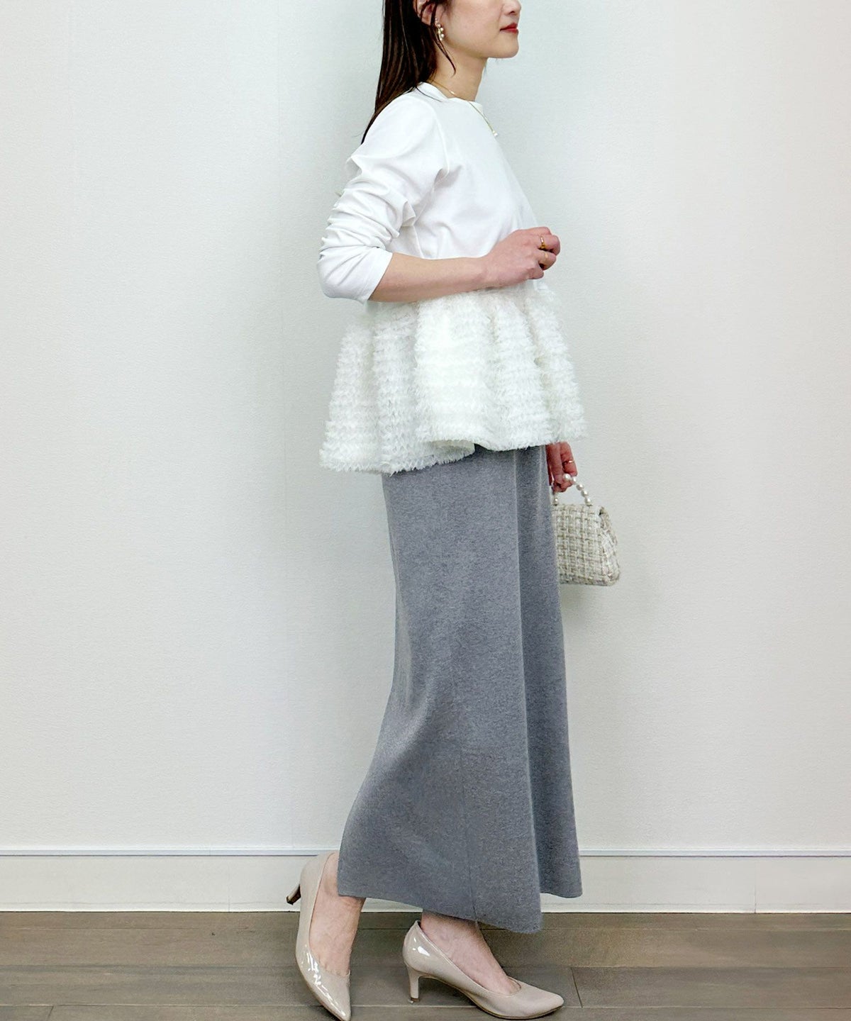 model：H164　着用サイズ：M　チャコールグレー