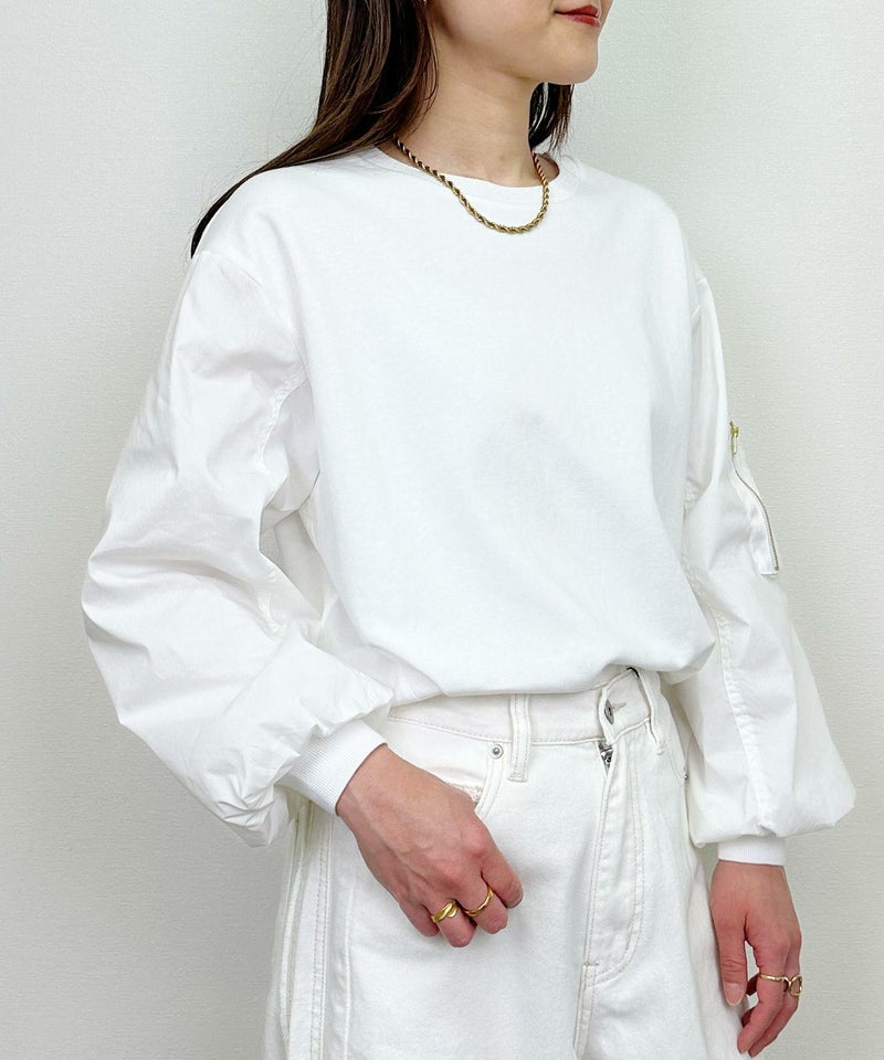 model：H164　着用サイズ：M　オフホワイト