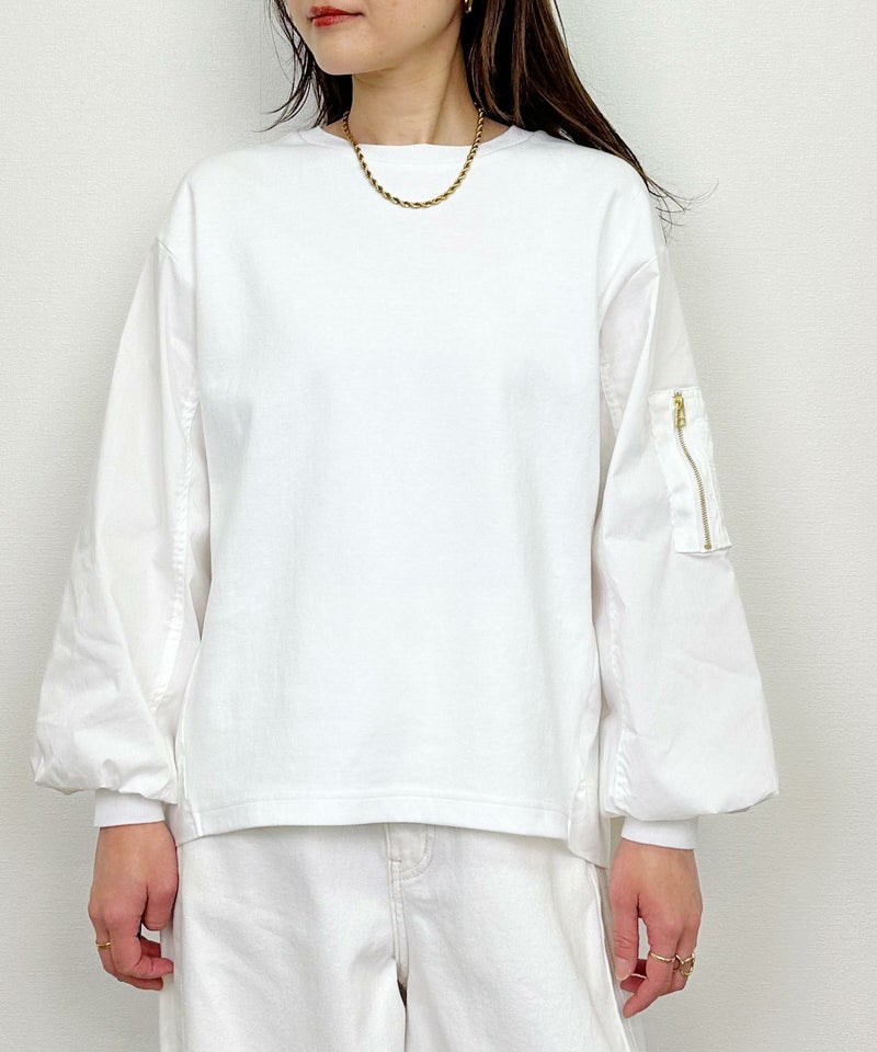 model：H164　着用サイズ：M　オフホワイト