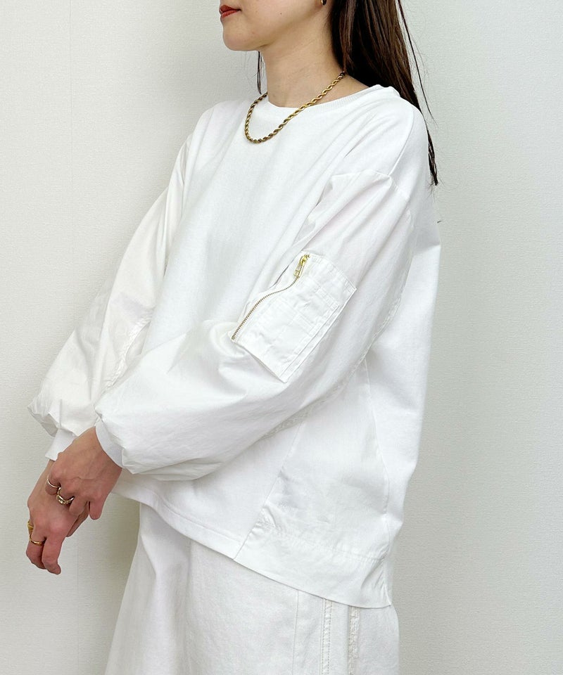 model：H164　着用サイズ：M　オフホワイト