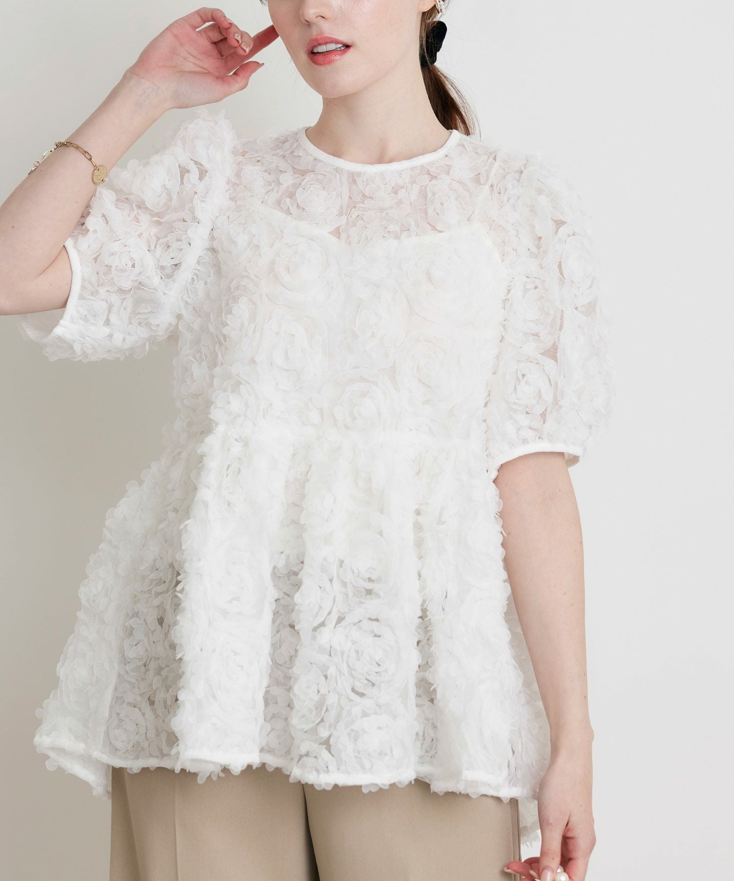 フランシュリッペ yukiemonフラワー刺繍チュールブラウスFL5 2L15号 フラワーチュールブラウス | PICCIN (ピッチン) 公式通販