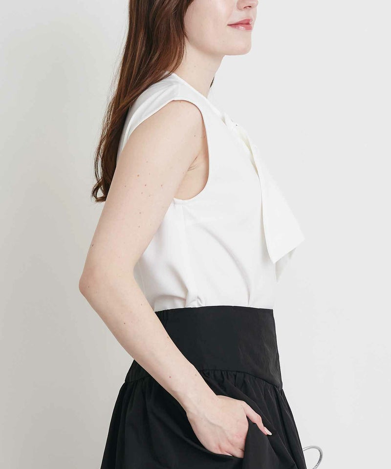 model：H160　着用サイズ：M　オフホワイト　ダブルリボン