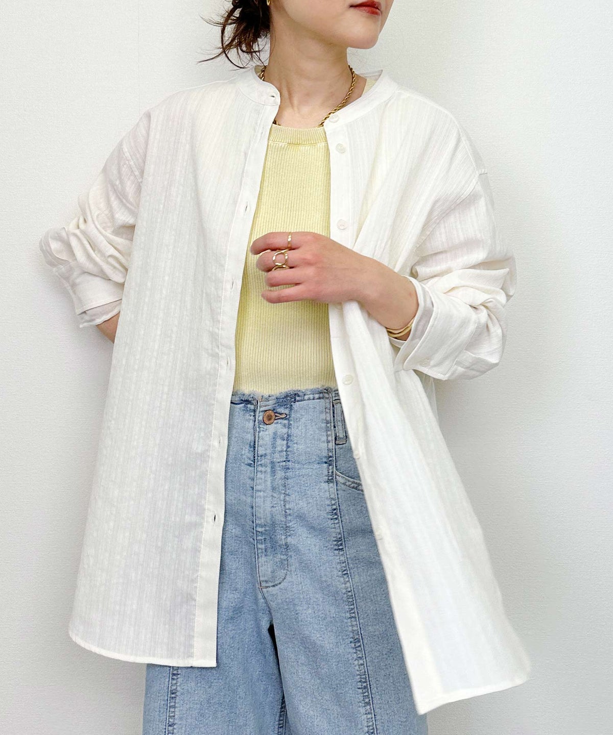 model：H164　着用サイズ：M　オフホワイト
